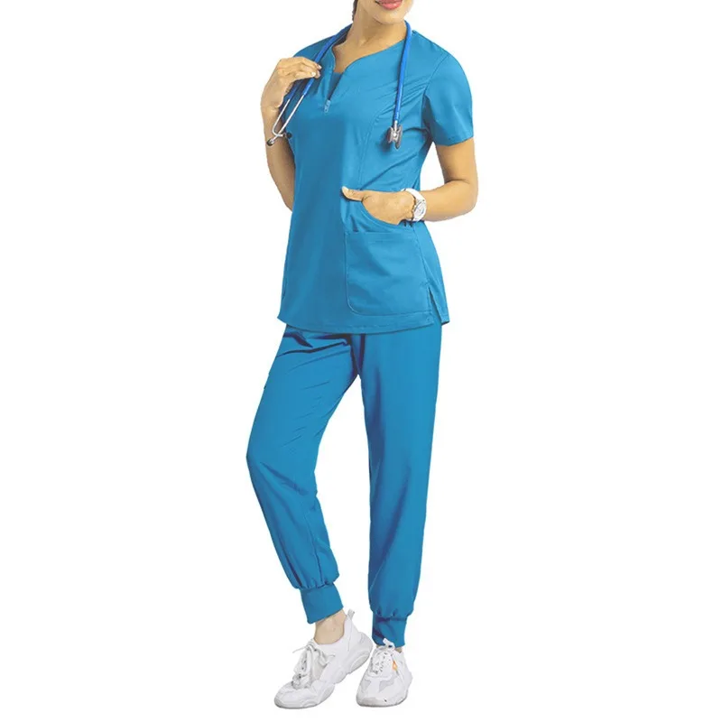 Quatro Ternos de Bala Lateral para Mulheres, Conjuntos de Cirurgia, Secagem Rápida, Roupas de Clínica Dentária, Top e Calças Ultra Macio, Slim Fit Scrubs, LMW003-03