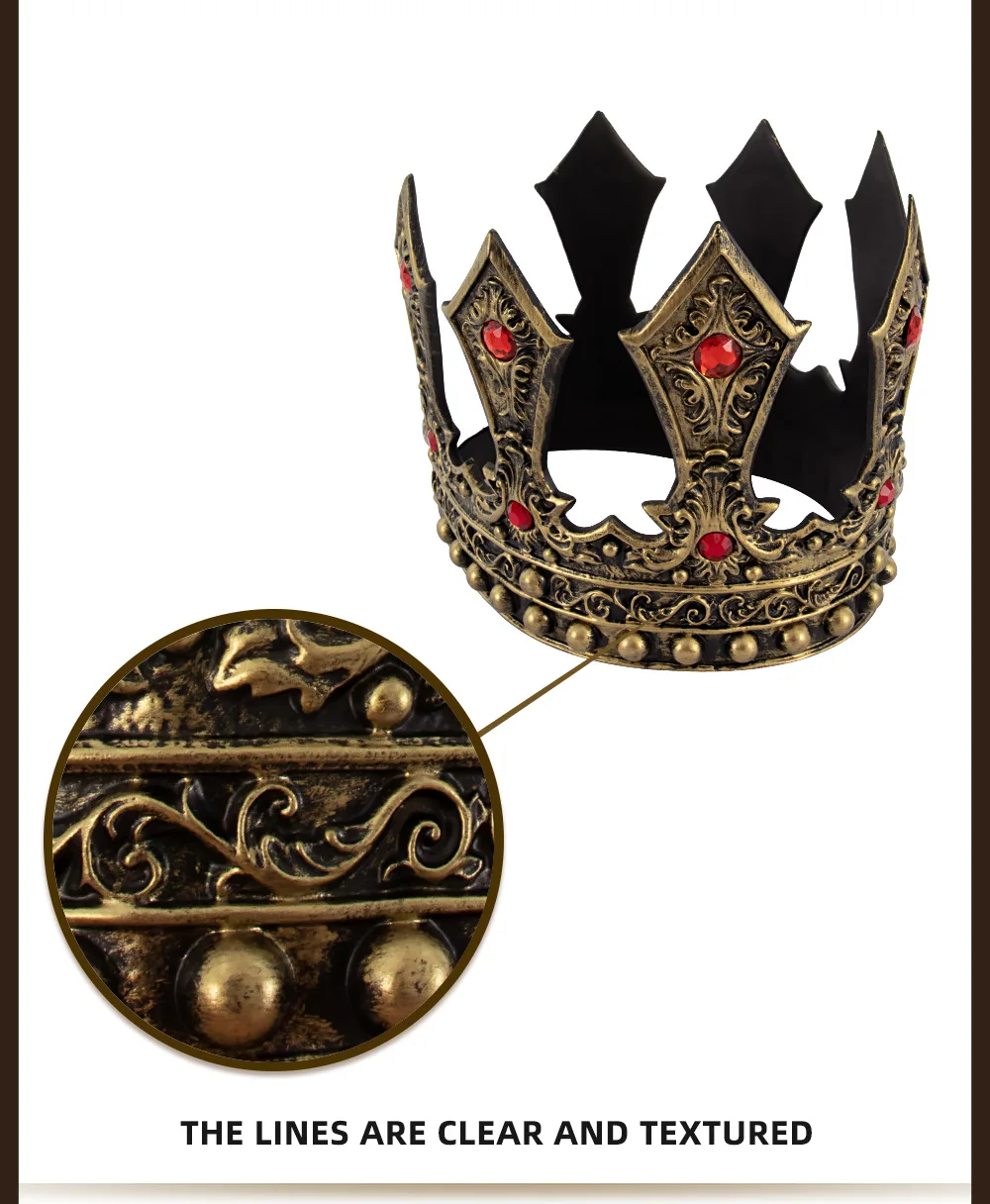 Königliche Kronen Cosplay König Königin Kronen Prinzessin Tiara Halloween Party Kostüme Zubehör Weihnachten Maskerade Kopfbedeckung Kostüm – Detail 9