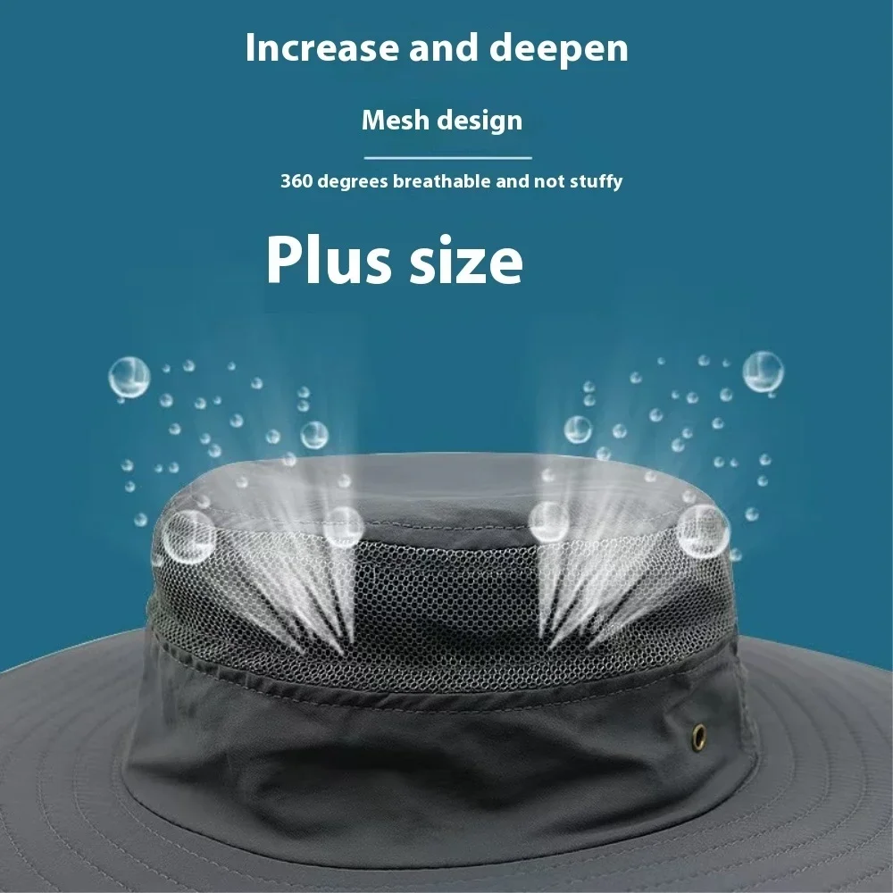 2025  Plus Size Sun Hat Adult Summer Outdoor Mountaineering Panama Outdoor Fisherman Hat Man Big Size Bucket Hat 56-60cm 60-64cm