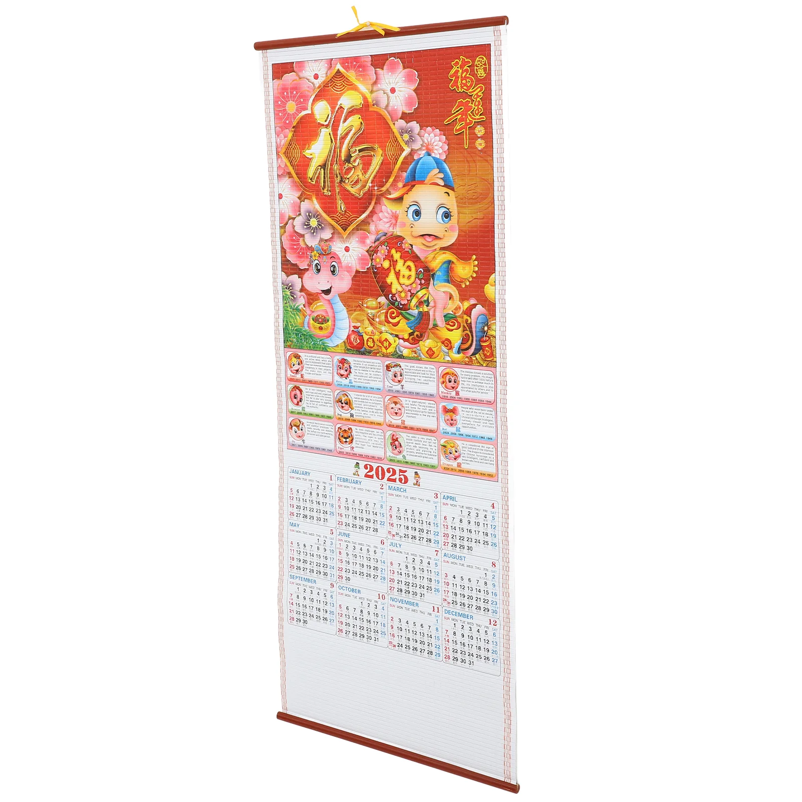 Year of The Snake Wall Calendar 2025 Scroll Holiday Hanging English Appointment Chiense Daily Clear Printed