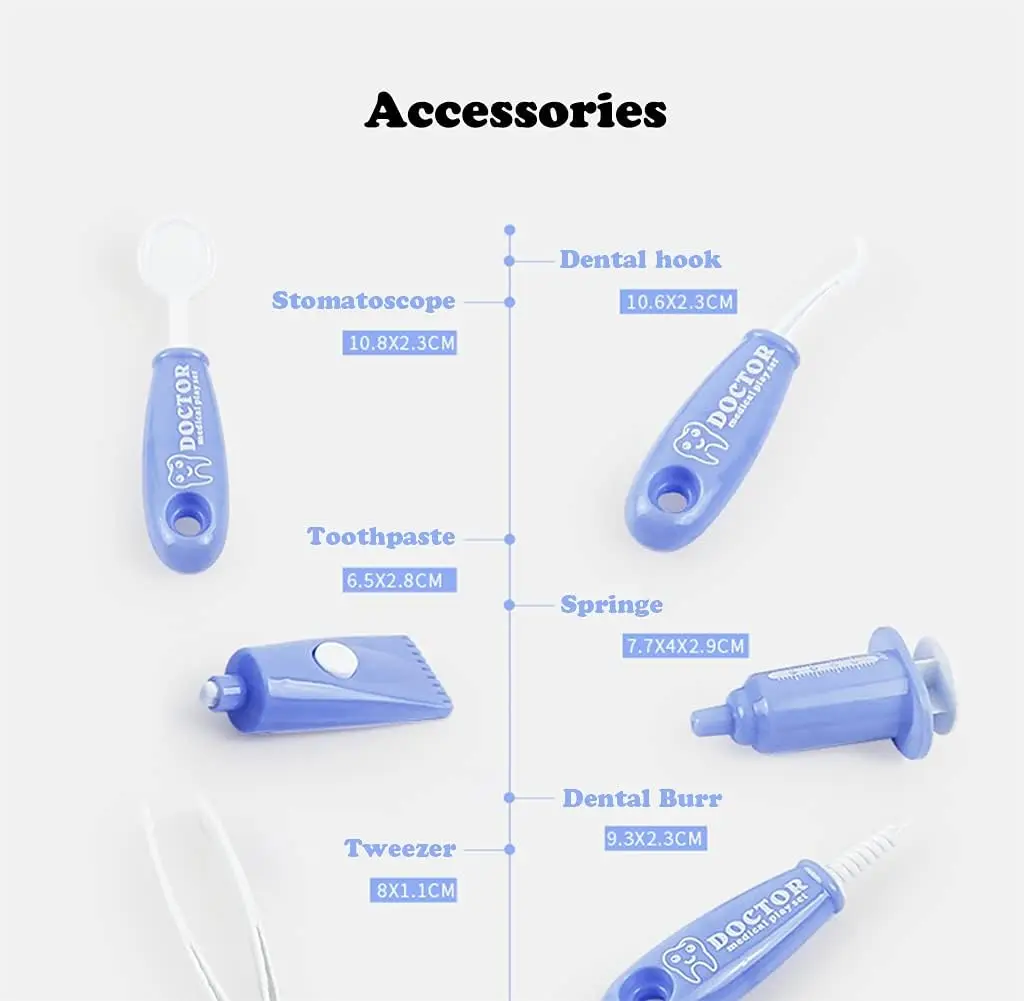 Juego de simulación de plástico para dentista, Kit médico de juguete de imitación para niños, juego de rol higiénico para cultivo de Habbit, 9 Uds.