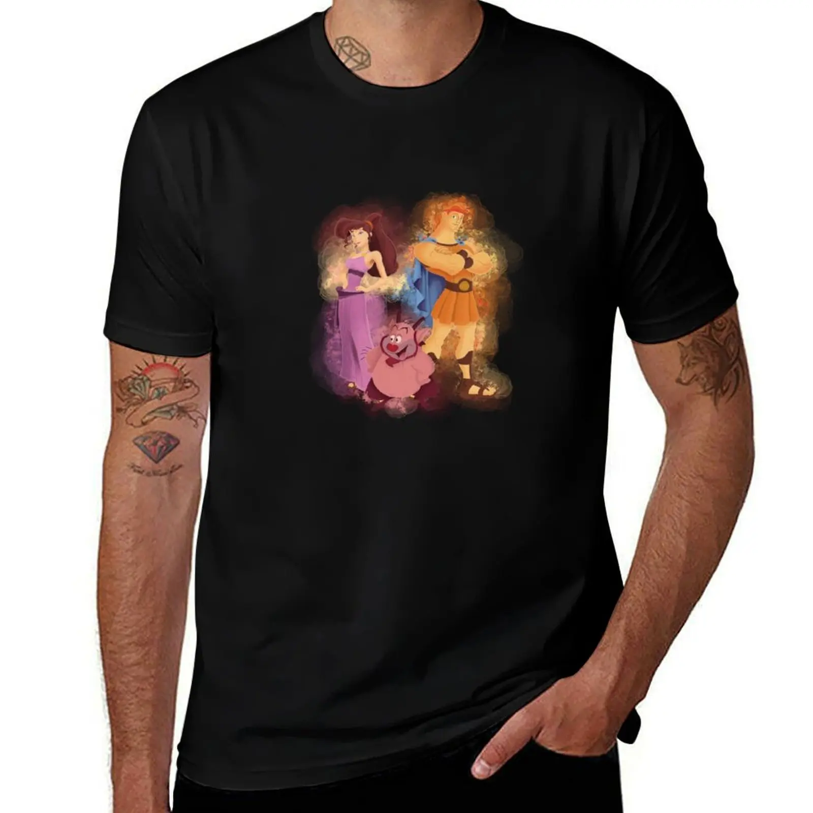 Camiseta de acuarela de Hercules, Meg y Phil, camisetas divertidas de meme, ropa vintage con gráficos, camiseta para hombre