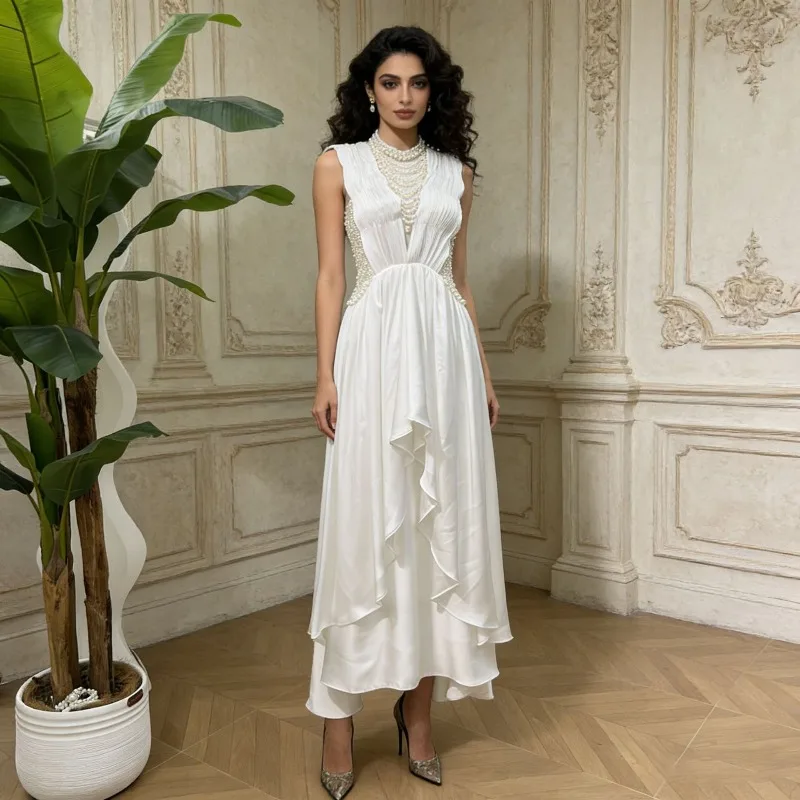 

2026 Women New High Quality Waist Dress Sleeveless Long Dress Spring