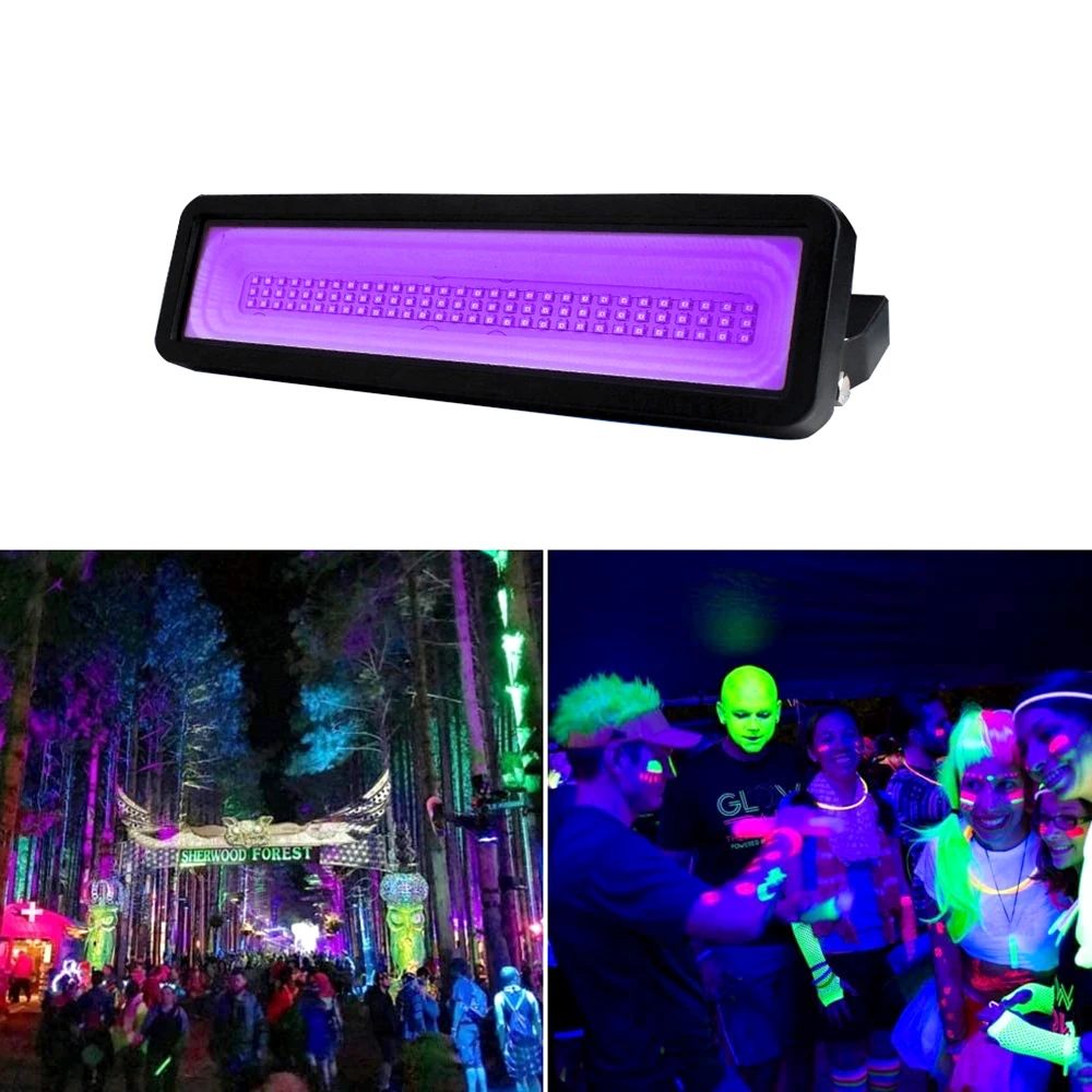 90 LEDs 50W UV Flood Light Outdoor IP66 Waterproof Black DJ Disco Light Xmas Festival Party Strip Floodlight Wall Washer Lamp