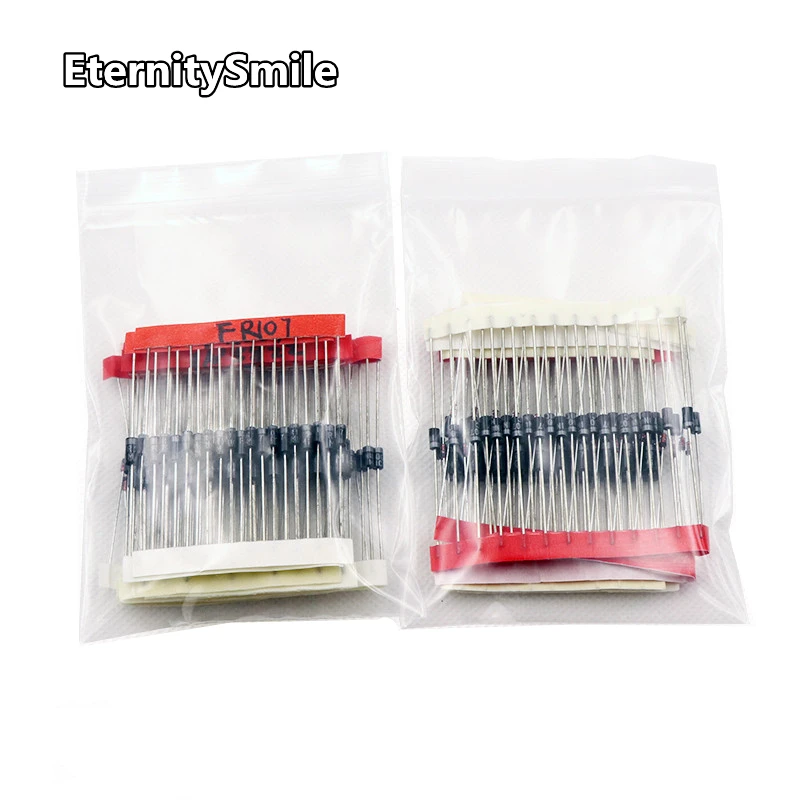 100pcs 8 Value Commonly Used Diodes Kit 1N4148 1N4007 1N5819 1N5822 1N5408 FR107 FR207 1N5399