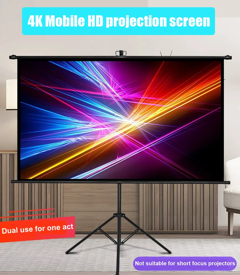 WZATCO 100 Inches High-end luxury 3D projection screen 16:9 4K/8K Tab-Tensioned Electric Drop Down Projection Projector Screen