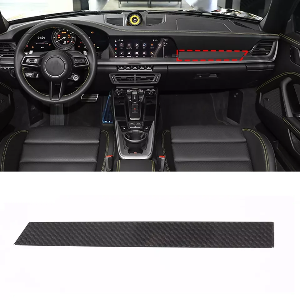 

Dry Carbon Fiber Car Copilot Central Console Instrument Strip Cover Trim Fit For Porsche 911 992 2019-2024