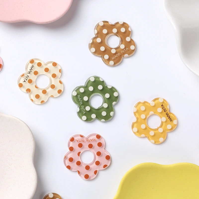 20pcs Acrylic  Meal Toys  Lovely Spot Flowes  Charms Patch for Jewelry Making Earrings DIY Crafts Accessories