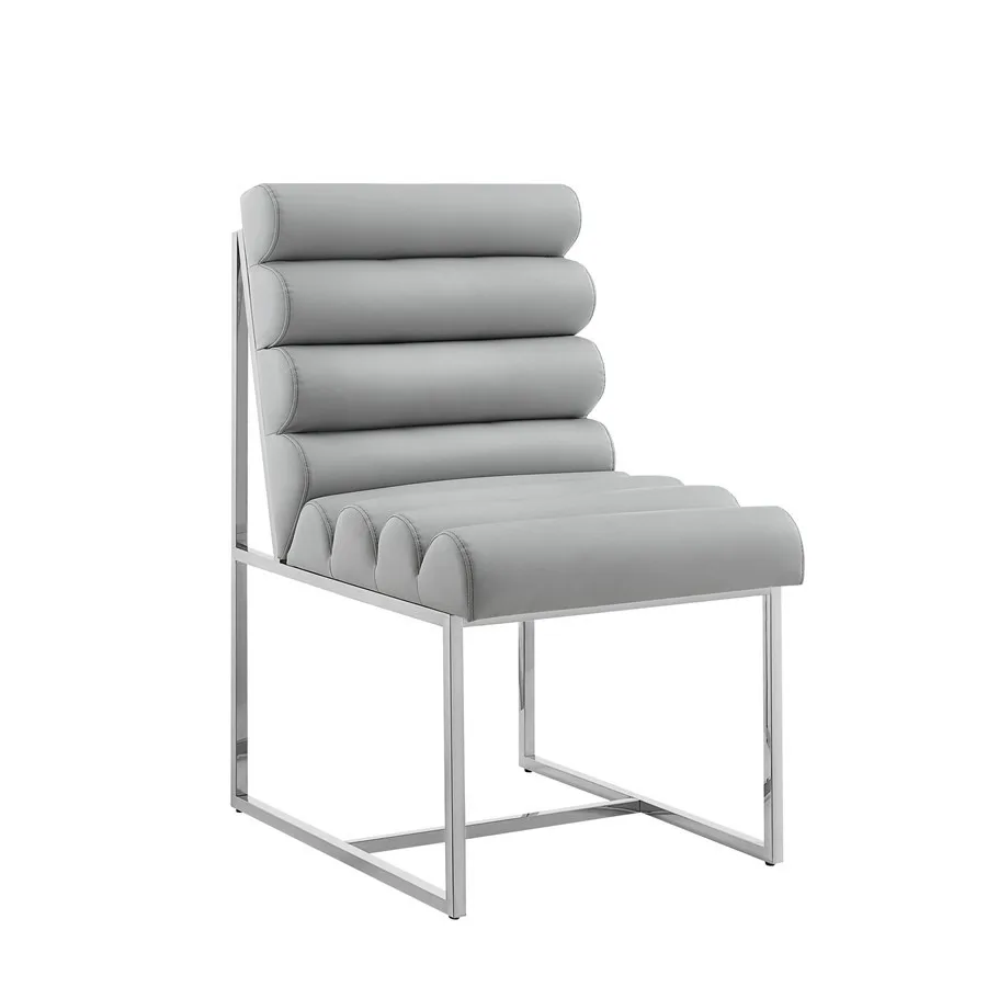 gbModern Velvet Dining Chair with Chrome Frame - Plush Cushion Upholstered Accent Chair for Living Room Restaurant (Black/Grey)#