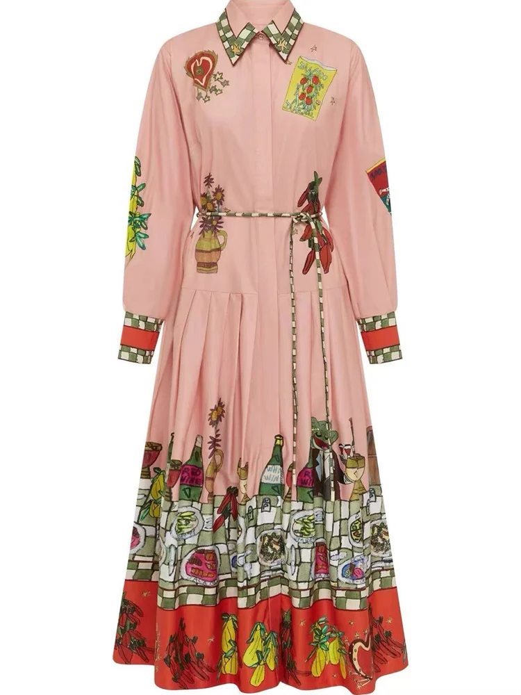 Susan Pure Cotton Long Sve Blumendruck mit Kragen Dr. Pink Casual Sle Australian Faion Holiday Dr Damen Dr