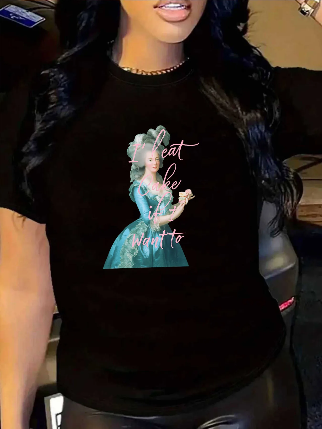 

【1023557】Женская футболка больших размеров с круглым вырезом и короткими рукавами, эластичными полурукавами и модными принтами