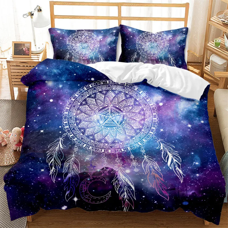 

Dreamcatcher Duvet Cover Bohemia Mandala Floral Feather Bedding Set King Single For Kids Adult Microfiber Starry Sky Quilt Cover