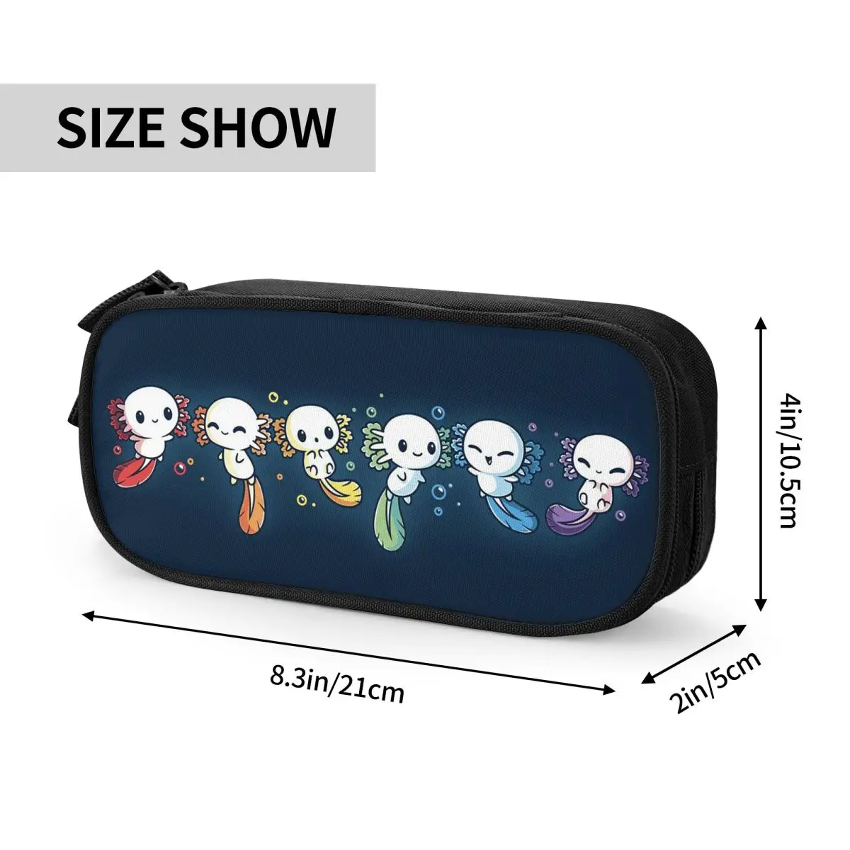 Colorful Axolotl Stacked Together Pencil Case for Kids Gifts Pen Box Pencil Bag Stationery Supplies Pen Holder Bag