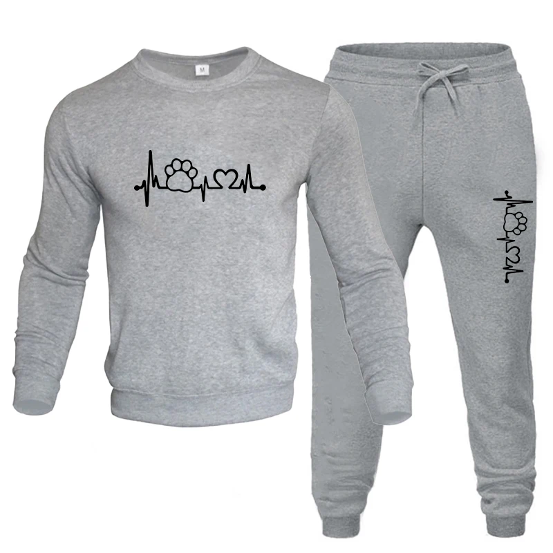 Women's ECG Printing Hoodies Sets 2024 Autumn Fall Fashion Loose Hooded Two Piece Sweatpants Jogger Pants American Sweatsuit