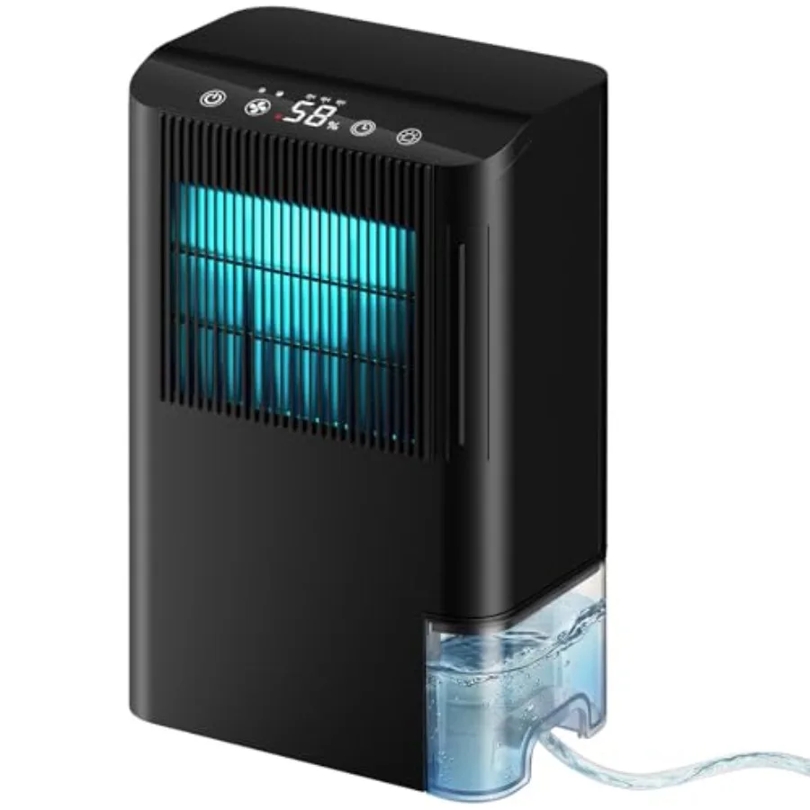 

Осушитель воздуха для подвала, ванной, спальни, кладовой, автофургона с дренажным шлангом, дисплеем влажности, резервуаром для воды на 85 унций, автоматическим отключением, моющийся, с функцией фильтрации