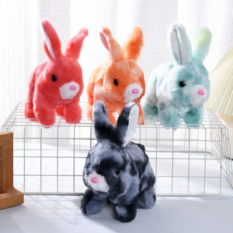 ของเล่นเด็ก กระต่ายตุ๊กตาไฟฟ้า น่ารัก เลียนแบบสัตว์เลี้ยง เดินได้/เห่าได้ กระดิกหู การ์ตูนกระต่าย ของเล่นเด็กหัดคลาน ตลกๆ