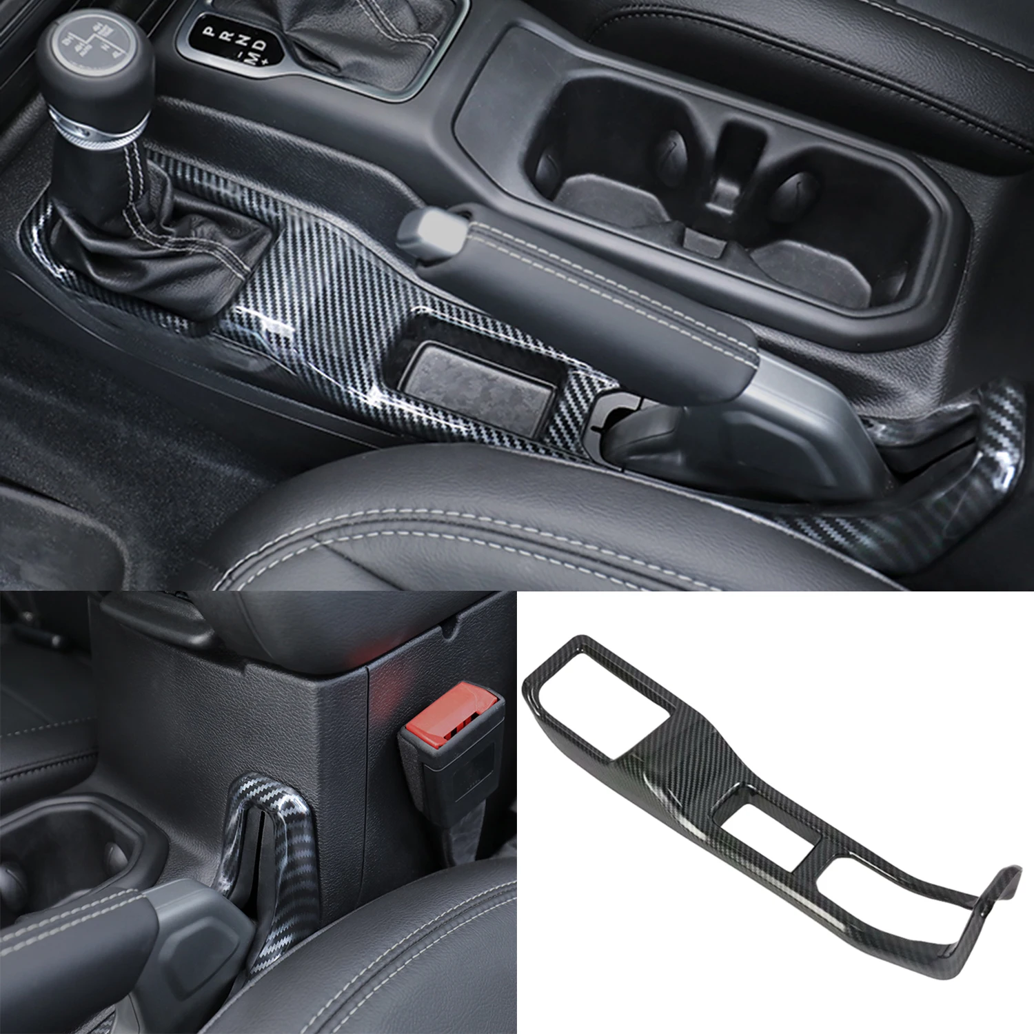 for Jeep Wrangler JL 2018-2023 Interior Accessories 4 Wheel Drive Emergency Brake Trim 4WD Decorative Cover Carbon Fiber Look