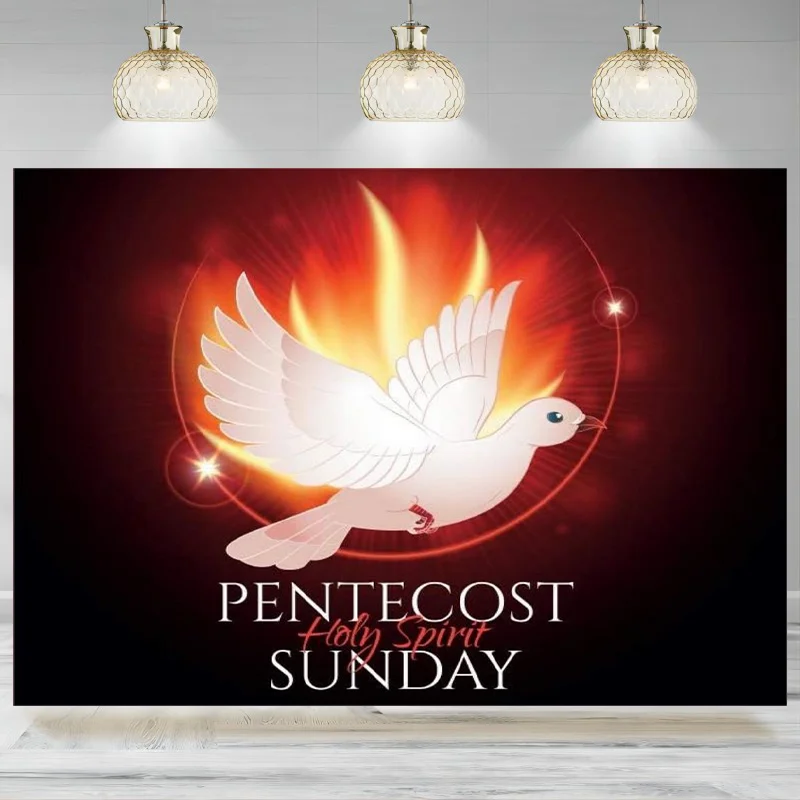 Pentecost Sunday Backdrop Holy Spirit White Dove Holy Flames Photography Background Christening Religion  Decoration Banner