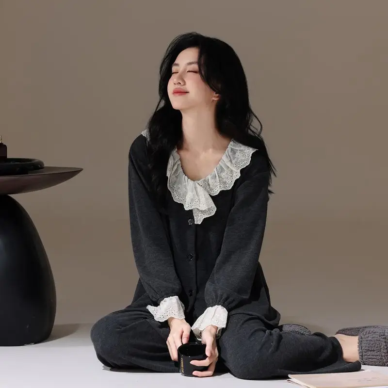 

Женская одежда, пижамный комплект, домашняя одежда, брюки с длинными рукавами, комплект из двух предметов, осенне-зимний утепленный удобный милый модный комплект