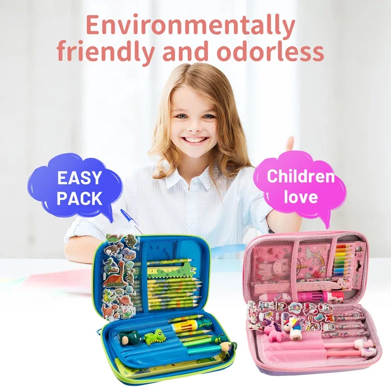 Imagem -05 - Eva Large Capacidade Pencil Case Cool Dinosaur Papelaria Box Unicorn School Organizer Presente para a Escola 3d