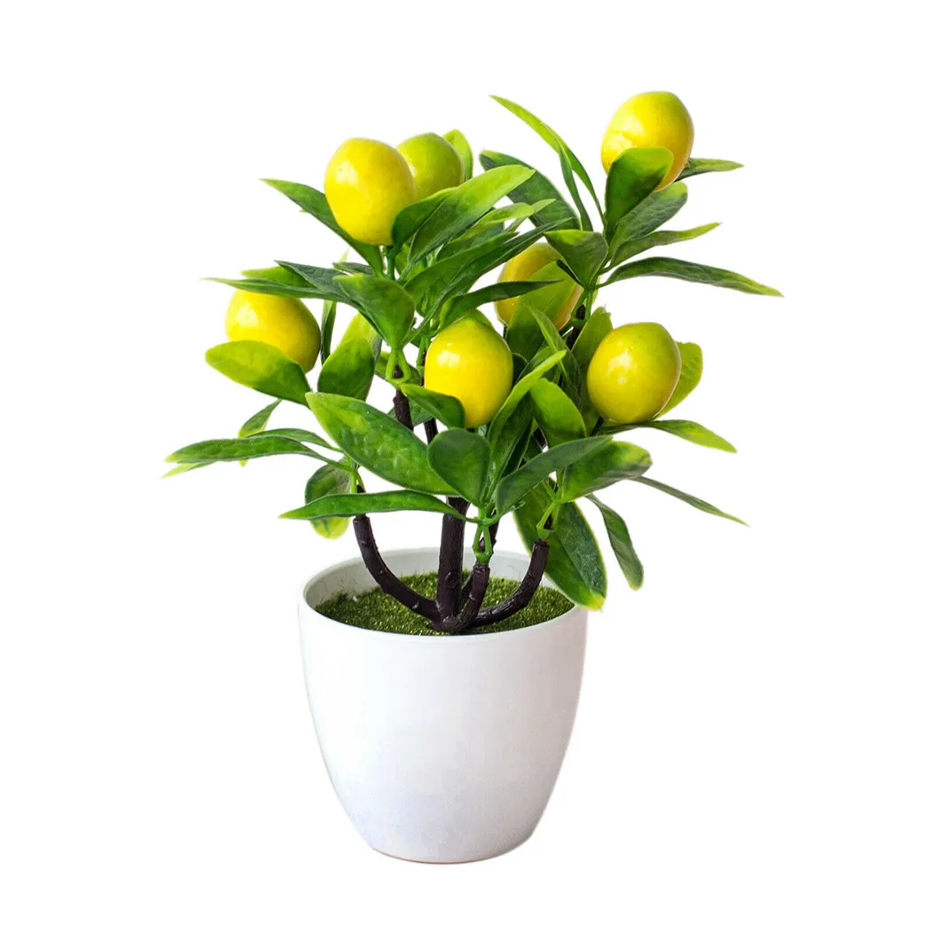 Artificial Plants Bonsai Flowers Apple Lemon Fruit Chili Tree Potted  Window Decor Plastic Garden Fake Plant Potted Home Decor