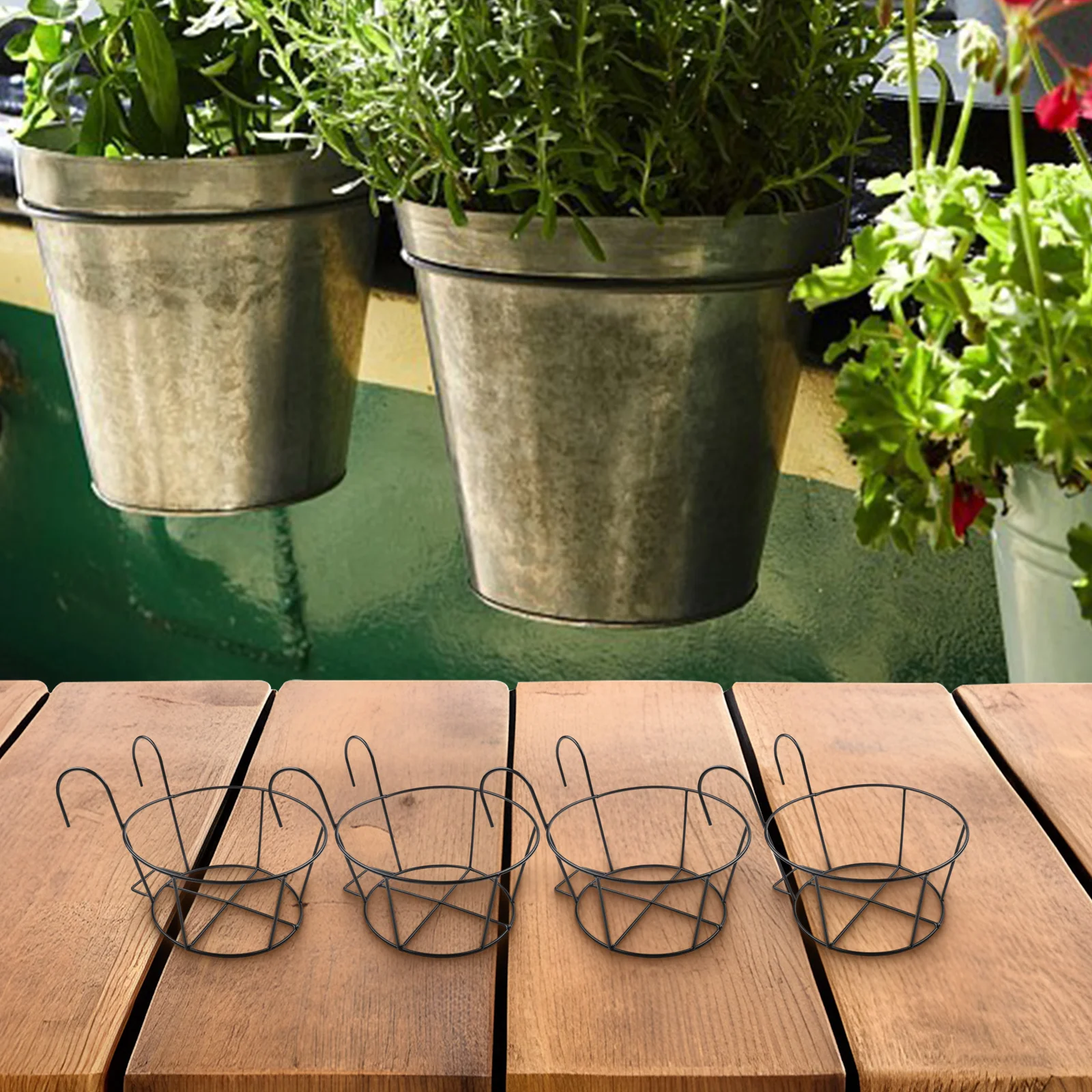 Garden Decoration Outdoor Hanging Plants Hanging Flower Stand Hanging Flower Pot Black Indoor Outdoor Use for versatile Display