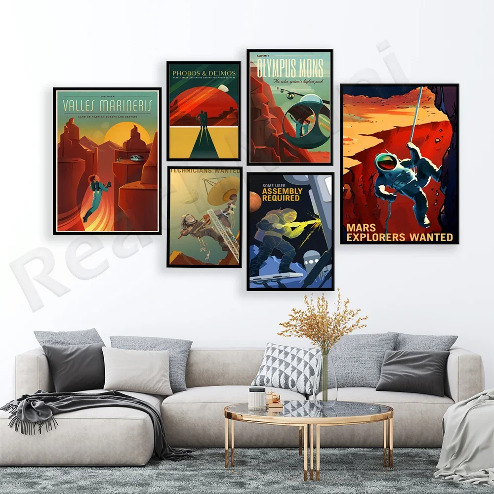 solar system poster, mars space canvas travel voyage poster decoration kids gift sci-fi bureau deep space exploration