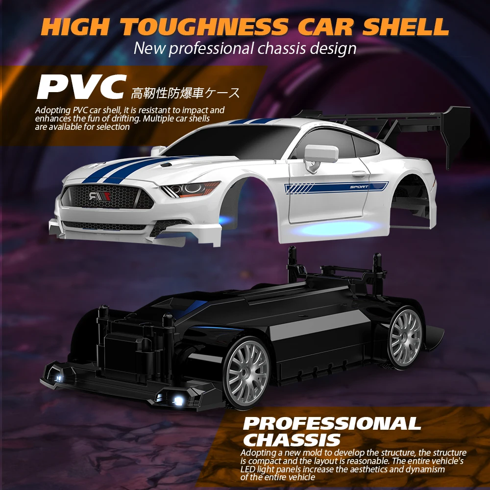 Voiture de dérive télécommandée 4WD RC 1/24 2.4G, jouet de course professionnel avec lumière LED modèle GTR AE86, jouet de course, cadeau pour enfants