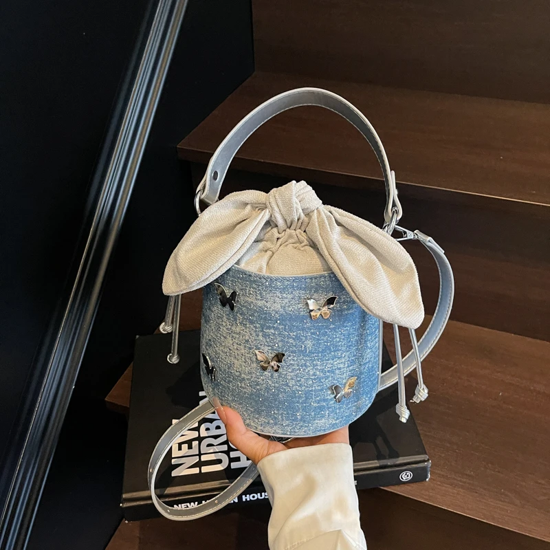 

Mini Crossbody Bags For Women 2025 Sweet Butterfly Handbags Clutch Bag Vintage Denim Female Bag Fashion Bucket Bolsas