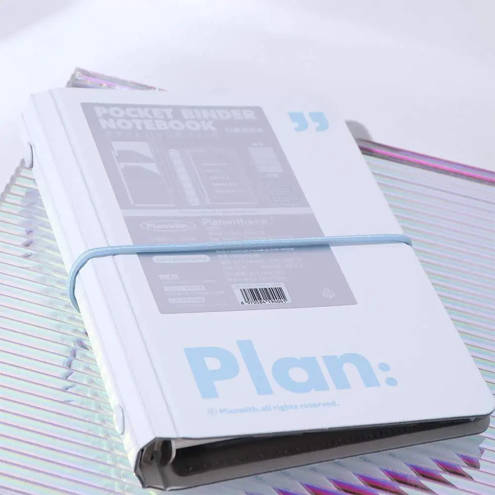 Durable 44 Sheets Mini Pocket Notebook 6 Ring Loose Leaf Waterproof Cover Portable Handbook White Blue Cute Diary Book Office