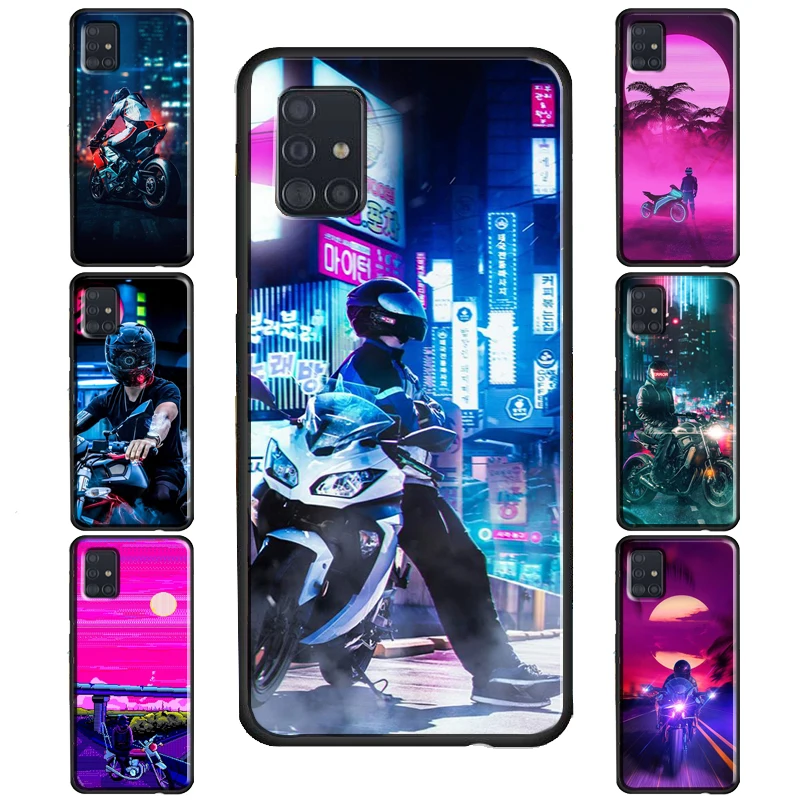 Neon Motorcycle Art Case For Samsung Galaxy S20 FE S22 S21 Ultra S8 S9 S10 Note 10 Plus S10e Note 20 Ultra