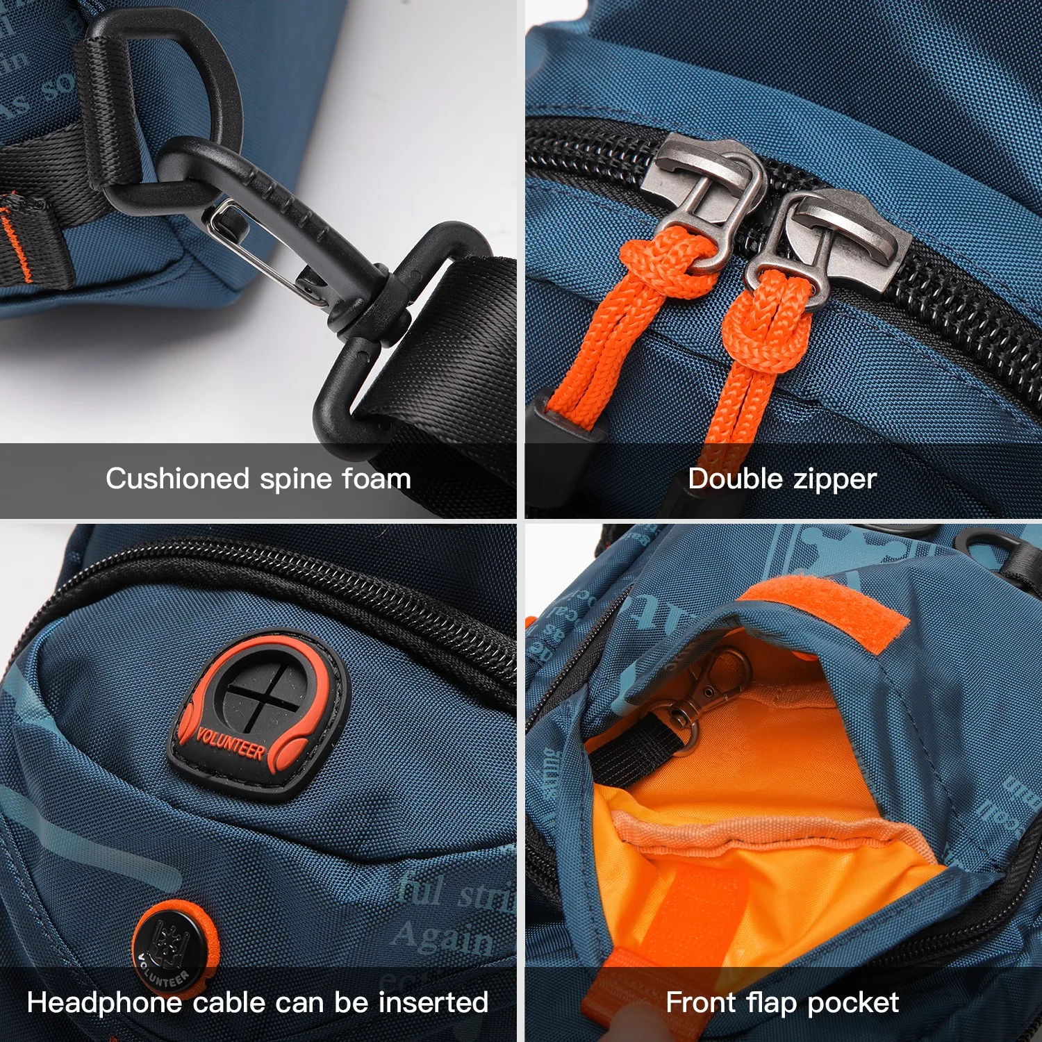 Volunteer Men Crossbody Bags Casual Waterproof Sling Chest Bag Male Oxford Outdoor Sports Travel Climb Military Bag 1518-30A