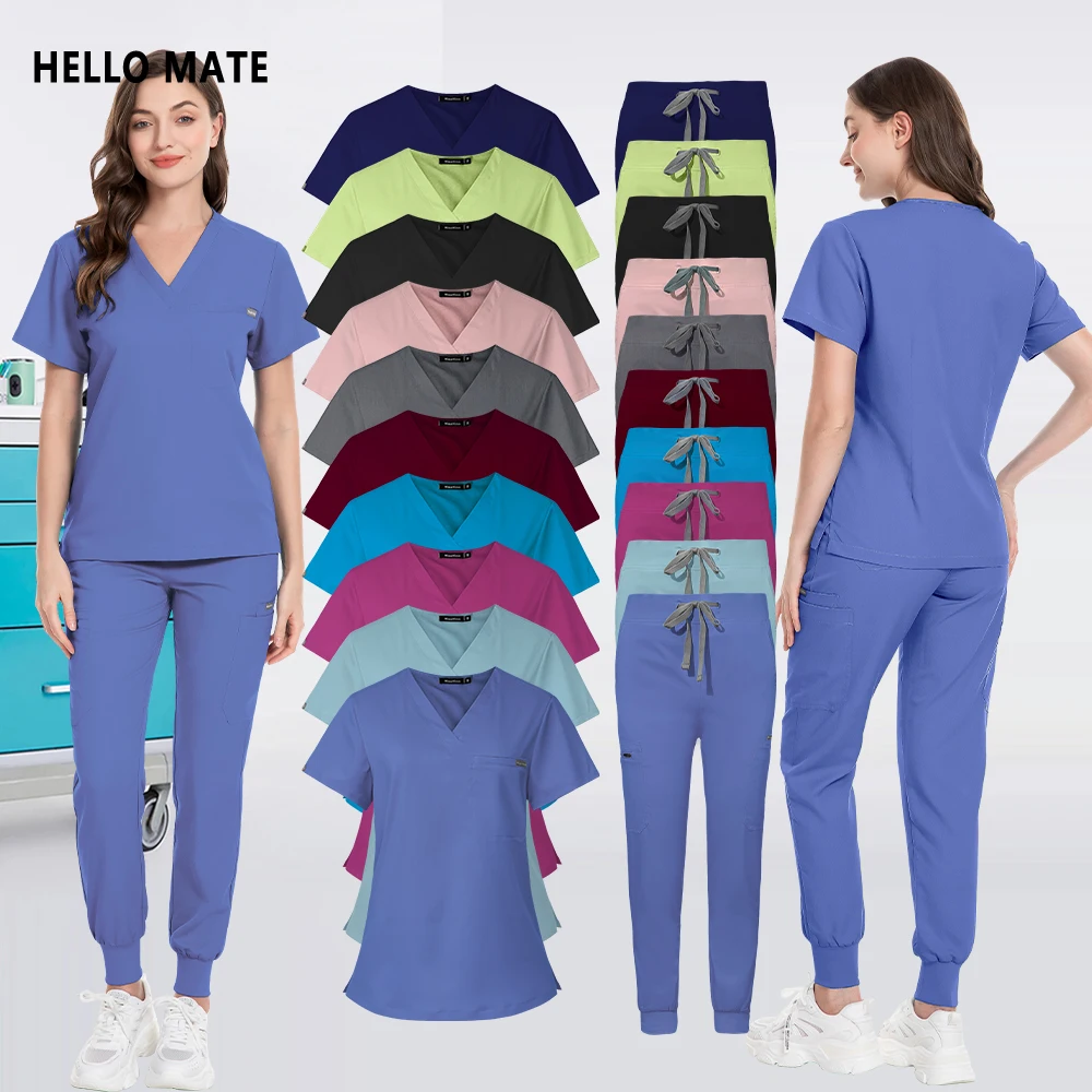 

Unisex Casual Jogger Pants Set High-quality Pocket Top Medical Surgical Gowns Hospital Nursing Accessories Dentist Workwear Suit