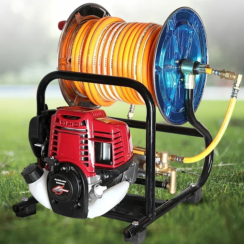 220v New Four-stroke  High-pressure Sprayer Roll Tube Integrated Garden Fruit Tree Disinfection Flushing Pump Sprayer