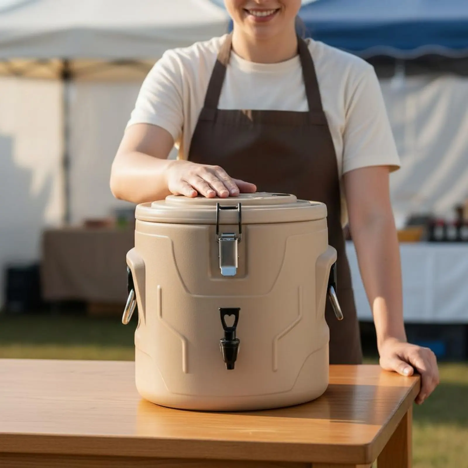 

Stainless Steel Insulated Barrel Leak-Resistant Stainless Steel Food Barrel Large Capacity Food Warmer Non-Non-Powered