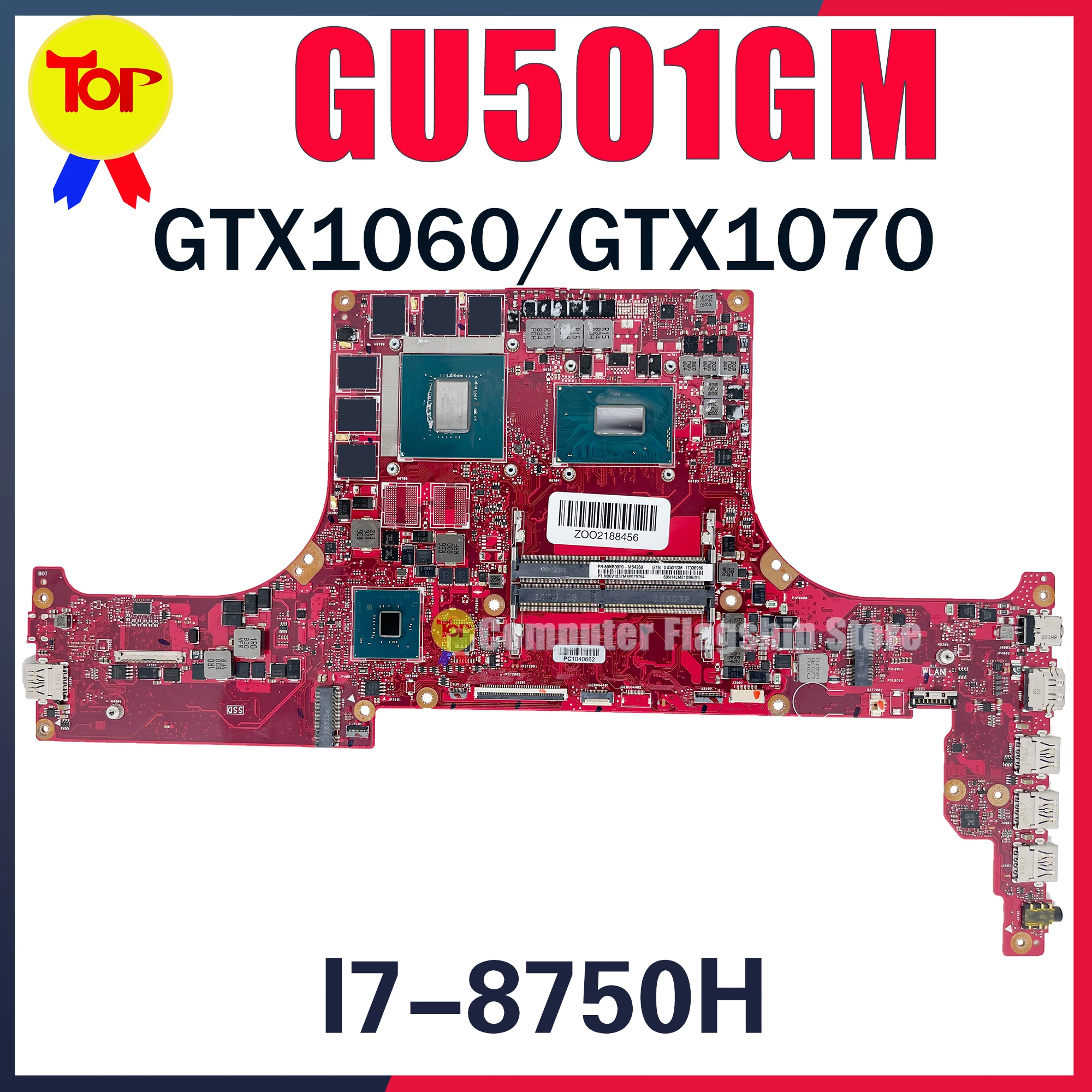 KEFU GU501GM Laptop Motherboard For ASUS  Zephyrus M GM501 GM501GM GU501G GM501G I7-8750H GTX1060 GTX1070 Mainboard 100% Working