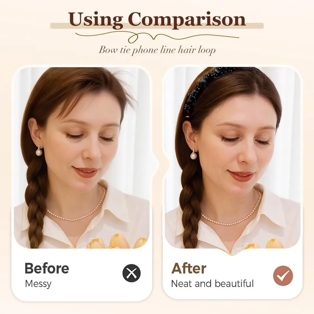 

New Wave Beaded Headband with Tooth Elegant Hairband Black U Shape Hair Comb For Women Girls