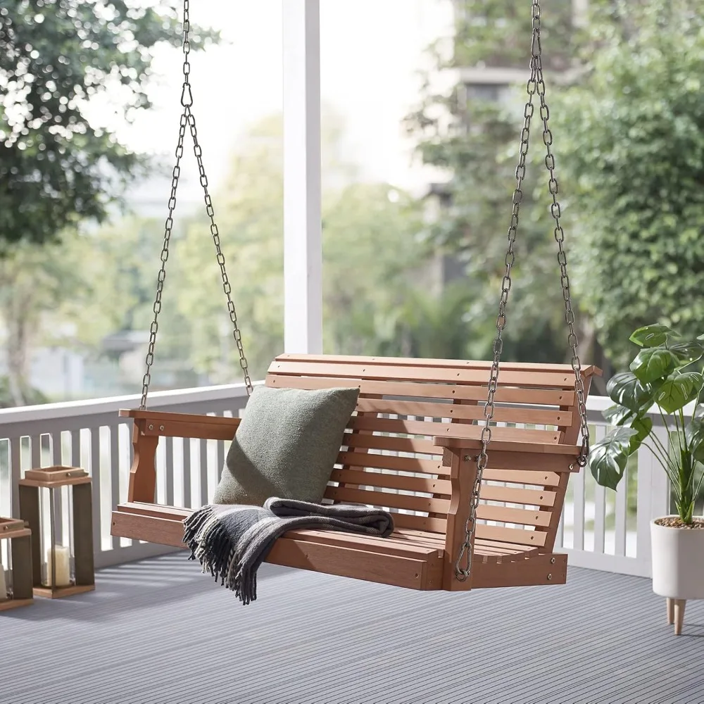 

Porch Swing, 2-Person Poly Lumber Outdoor Porch Swing, All-Weather Farmhouse Patio Swing That Never Rot and Fade,