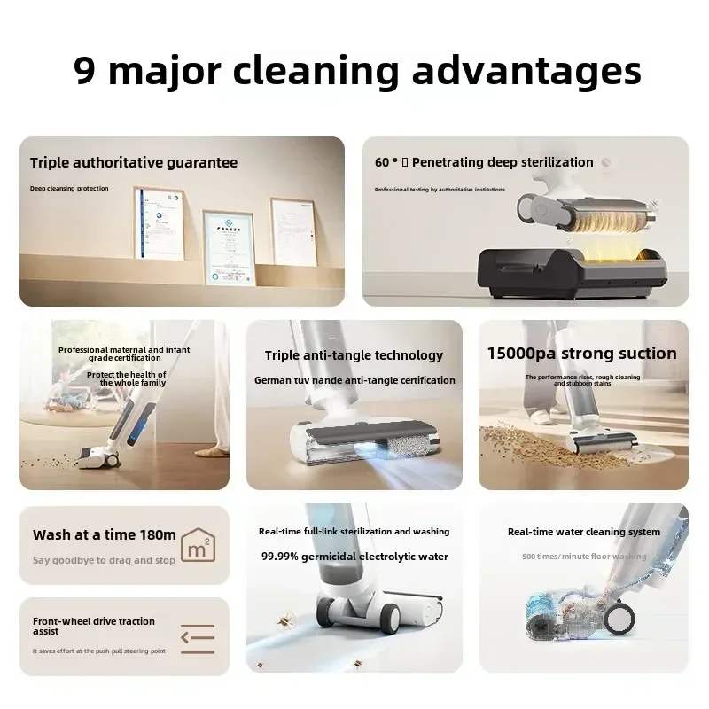 Xiaomi Mijia Wireless Floor Washing Machine 4C Sweeping, Anti-entanglement, Constant Temperature and Baking Original authentic O