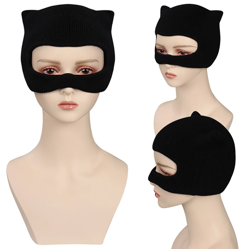 Selina Cosplay Kyle Catwomen Knitted Mask Superwomen Roleplay Hat Headgear Clothing Accessories Helmet Masquerade Halloween Prop