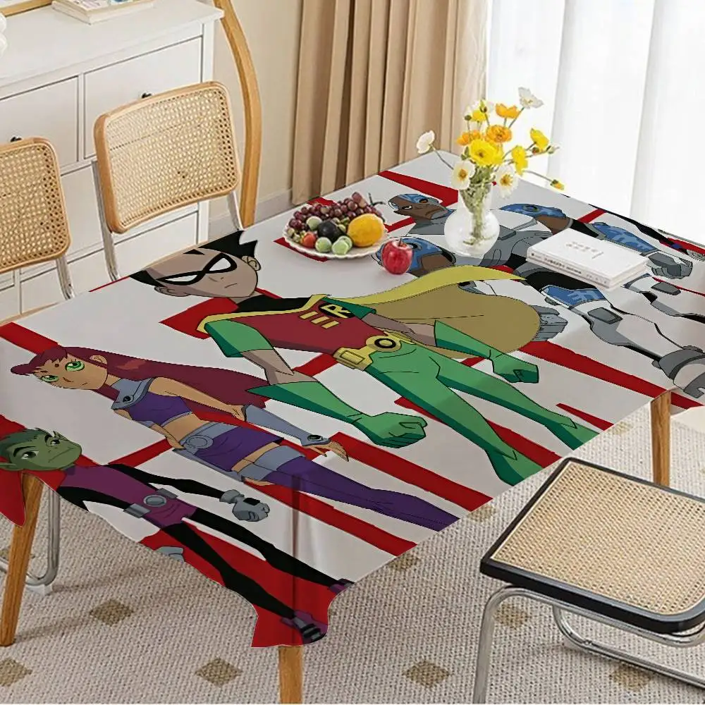T-Teen T-Titans Go Home Tablecloths Dining Decoration And Rectangular Table Accessories Waterproof Cloth Anti-stain