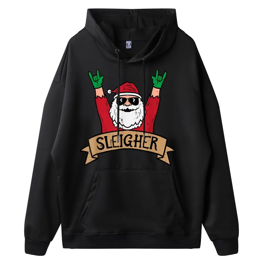 Special Men Hoodies Christmas Sleigher Santa Rock Xmas Casual Sweatshirt O Neck long Sleeve Normal Sweatshirt NEW YEAR DAY