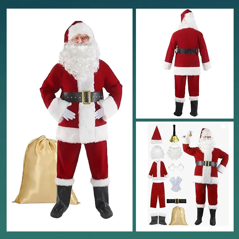 Popular Christmas Clothing COS Santa Claus 11-piece Set Element Party Performance Clothing