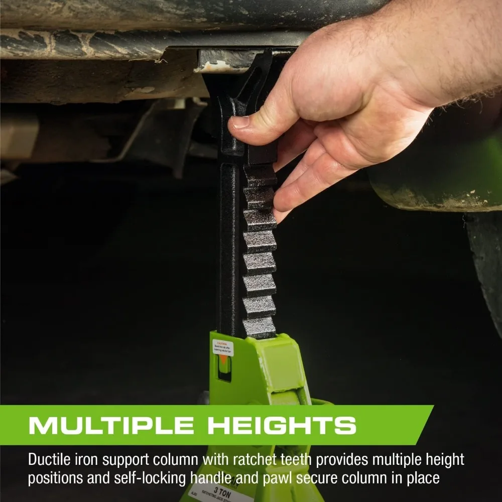 3-Ton Steel Jack Stands with Secure Locking, Wide Base for Stability, 11-5/8" to 17.5" Range