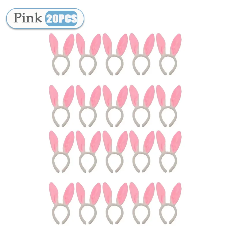 1-20PCS Pink Rabbit Ear Headbands Cute Plush Bunny Ears Hairband Easter Decorat Costume Party Cosplay Hair Hoop Hair Accessories image 3