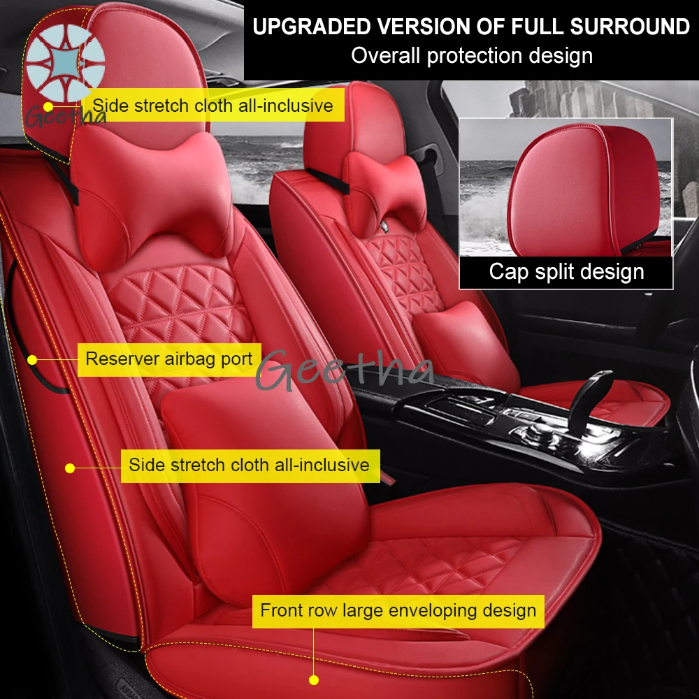 For High Quality  Coverage Latest Black Car Seat Cover Suitable for Most Models Breathable Leather Car Seat Cove Full Set