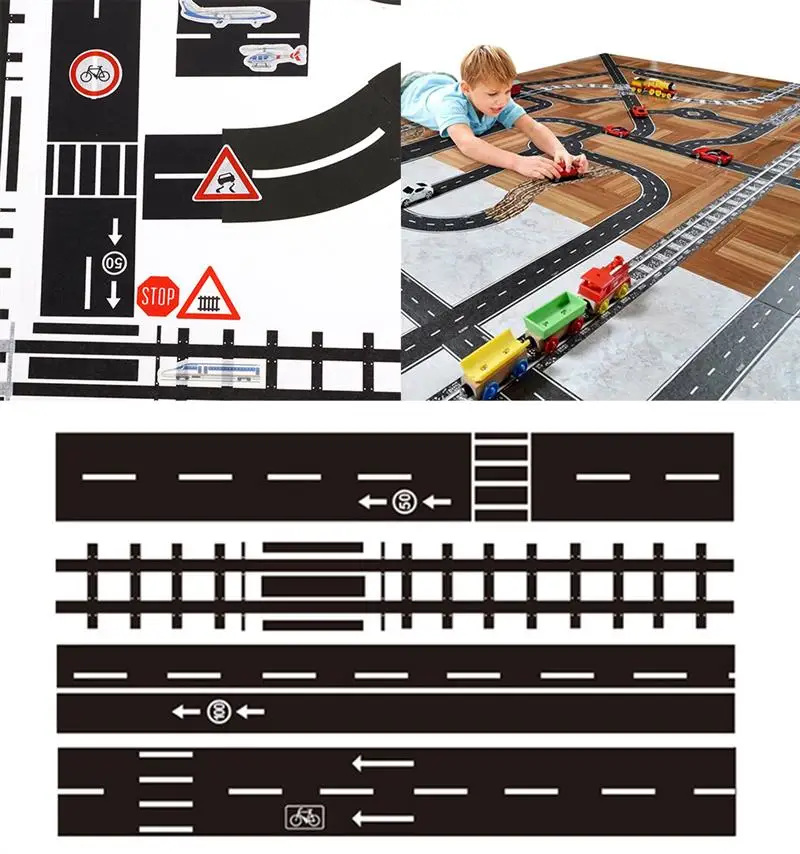 Road Highway Tape Creative DIY  Railway Paper Tape Removable Track Traffic Car Tape For Model Building Landscape Model Tape Tool