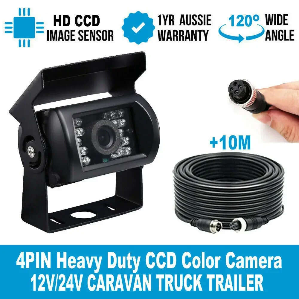 

4Pin Rear View Backup Camera For Bus Truck Van RV CCD + 10m/33ft Extension Cable