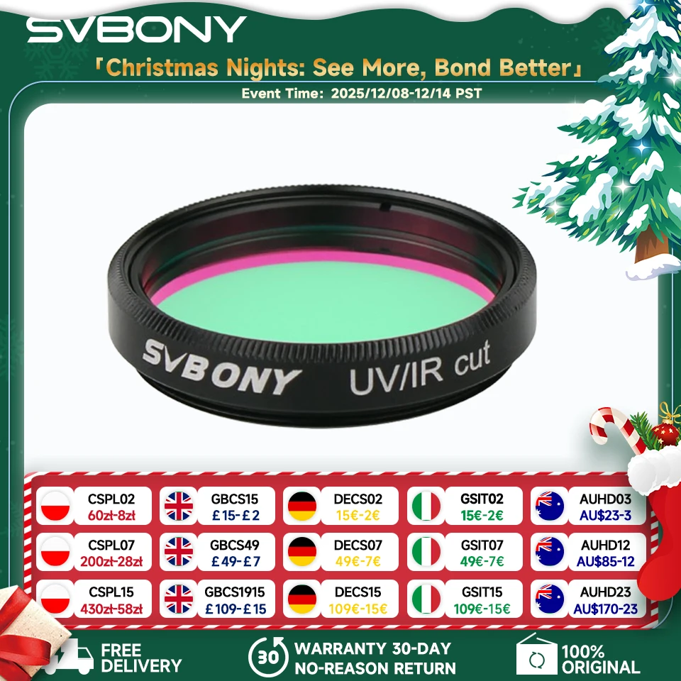 

SVBONY Telescope Filter UV IR Cut Filter 1.25/2 Inch Threads Infra Red Filter CCD Camera for Eyepieces and Astronomical Camera