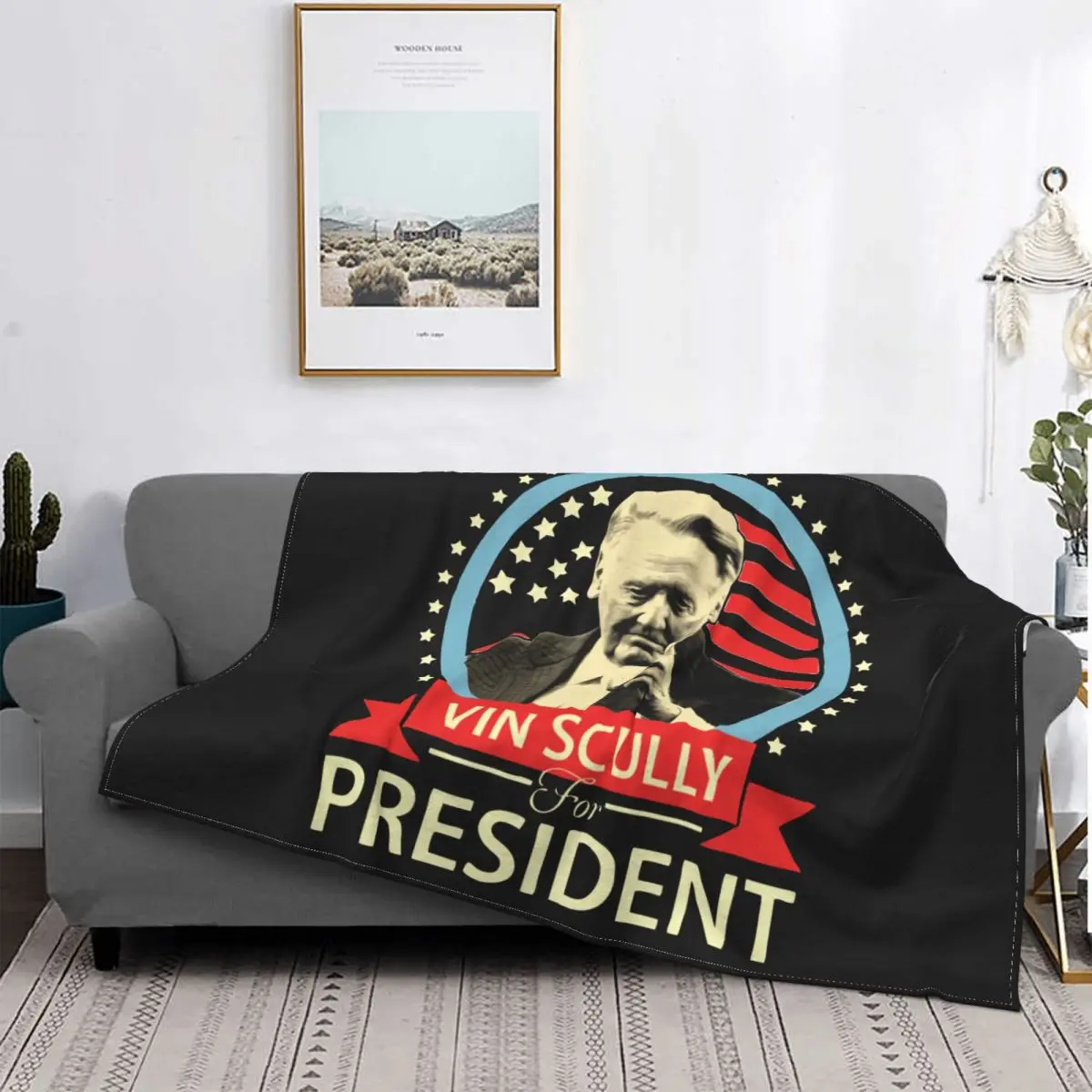 Vin Scully For President Flannel Blankets Awesome Throw Blanket for Bed Sofa Couch Quilt